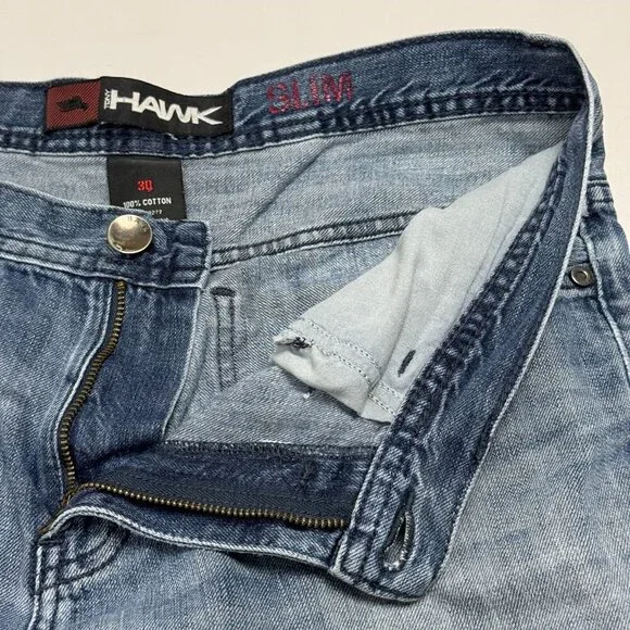 Tony Hawk Men’s Blue Straight Leg Jeans Patches Graphic Detail Size 30 - Picture 11 of 16